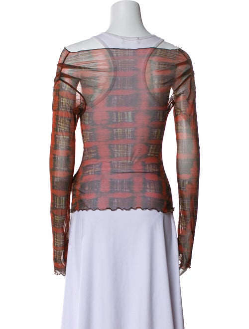 KNWLS Plaid Print Scoop Neck Top