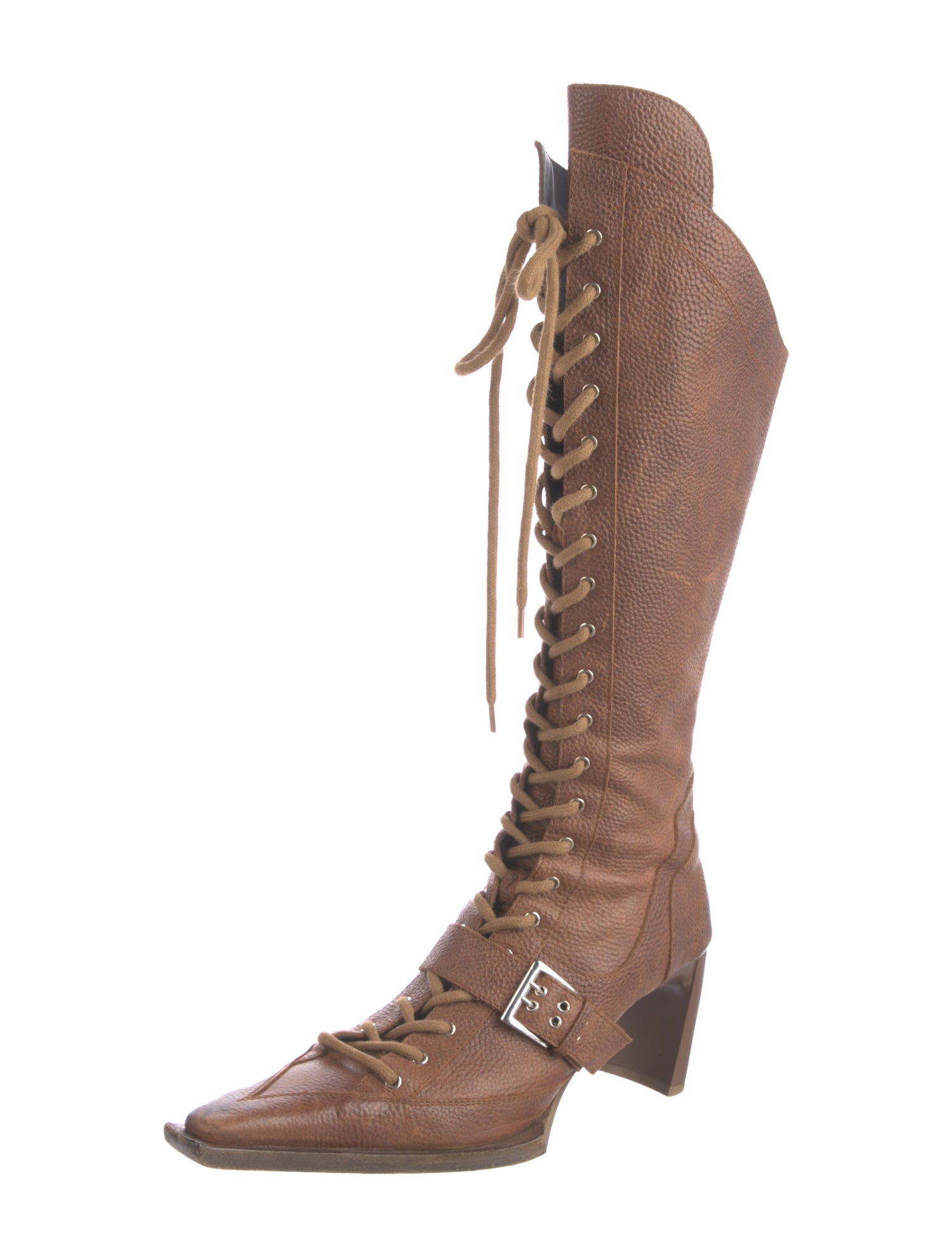 KNWLS Leather Printed Lace-Up Boots