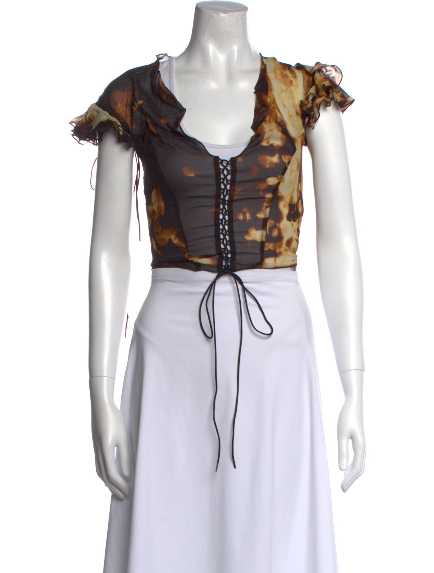 KNWLS Silk V-Neck Crop Top w/ Tags