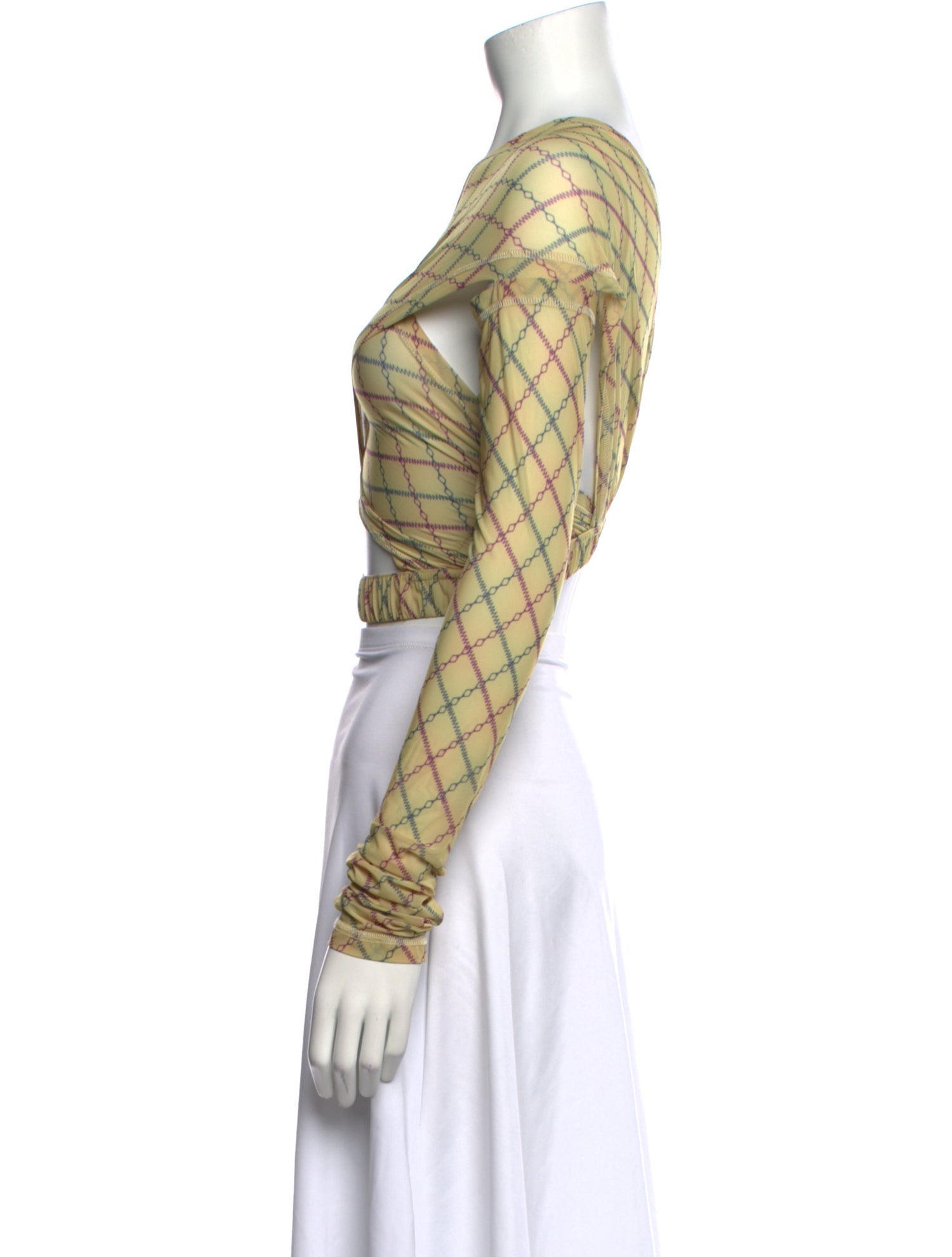 KNWLS Plaid Print V-Neck Crop Top