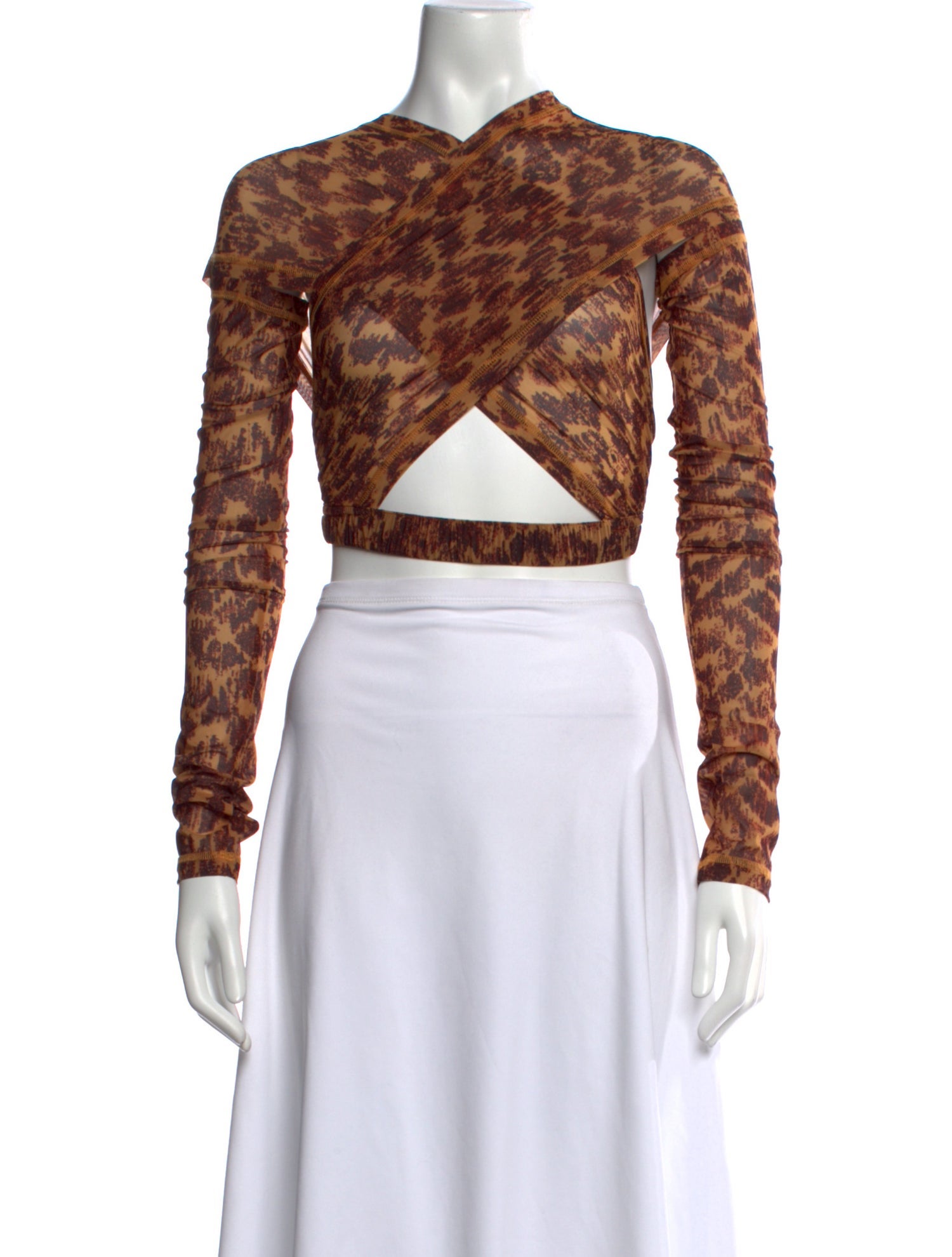 KNWLS Animal Print Asymmetrical Crop Top