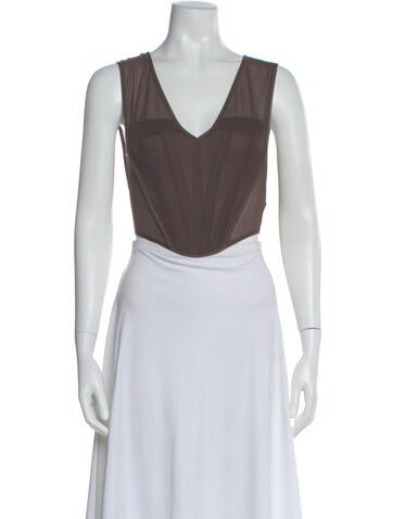 Pre-owned Knwls V-neck Sleeveless Crop Top In Brown