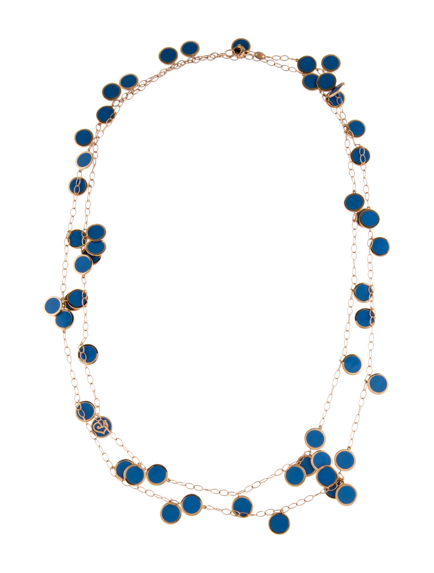 Chantecler 18K Enamel Dot Paillettes Station Necklace