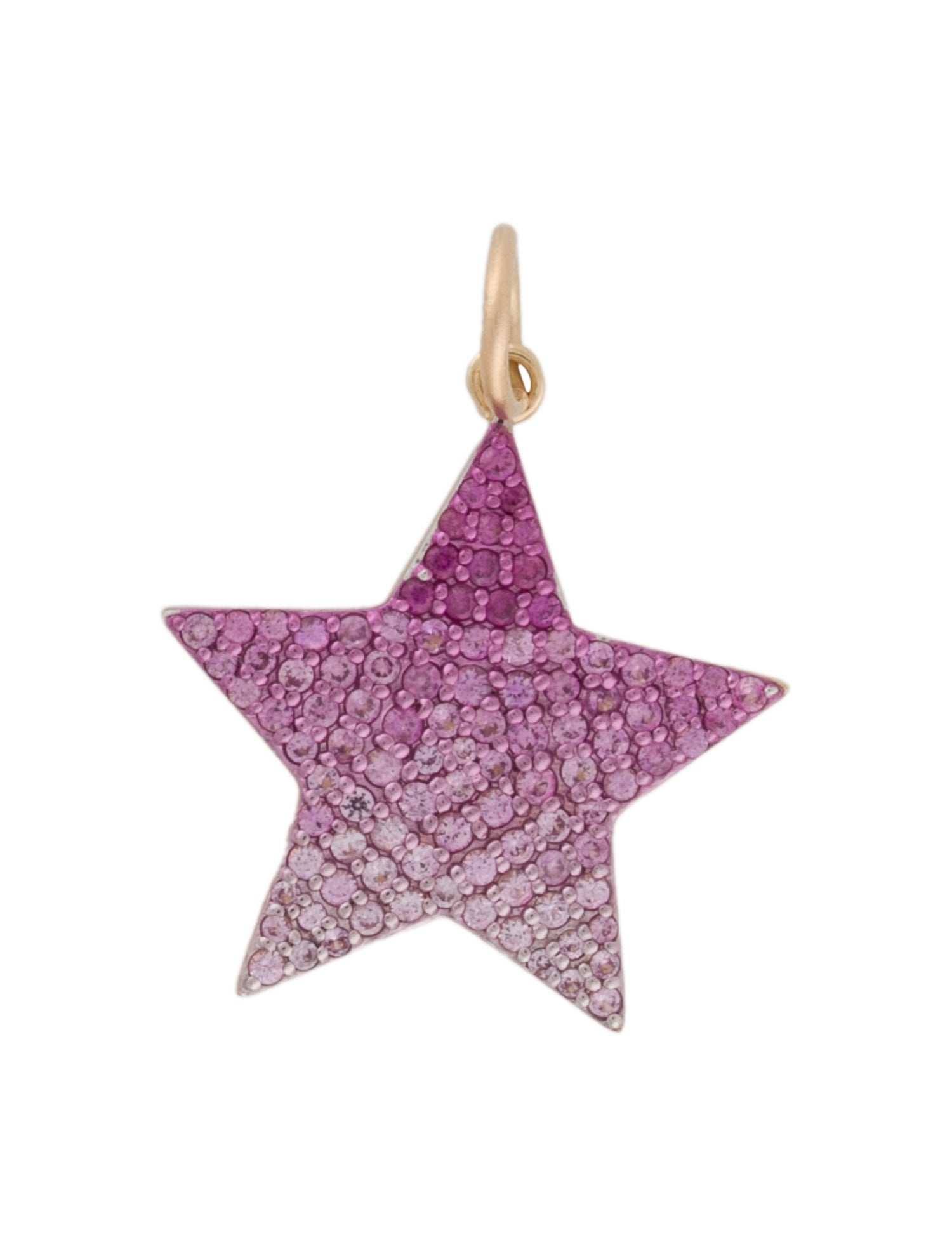 Charm 14K Pink Sapphire Pave' Star Charm