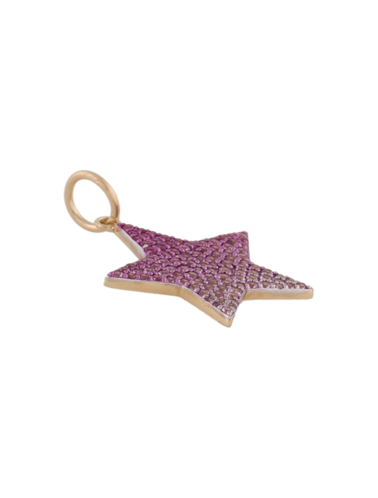 Charm 14K Pink Sapphire Pave' Star Charm