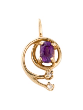 Charm 14K Amethyst & Diamond Charm