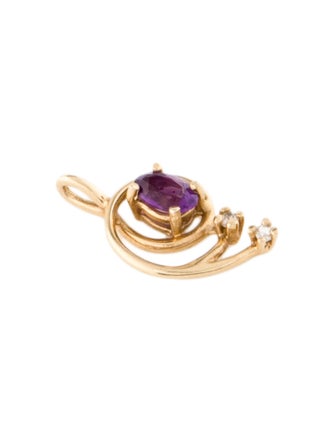 Charm 14K Amethyst & Diamond Charm