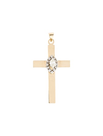 Charm 14K Diamond Cross Pendant