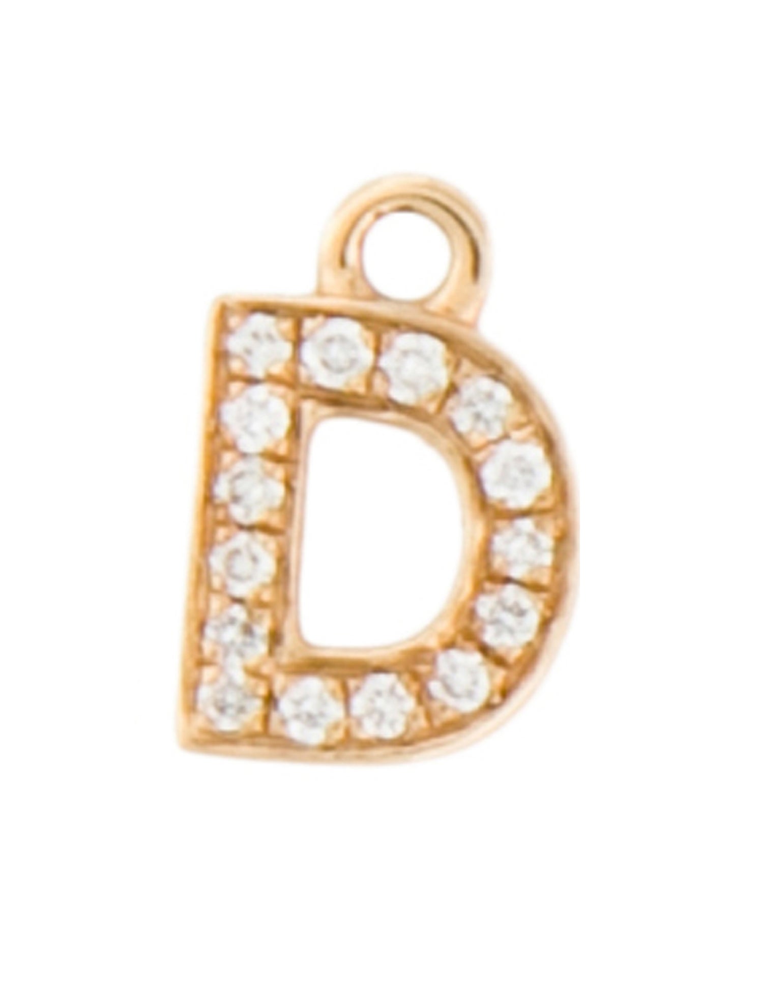 Charm 14K Diamond 'D' Initial Charm