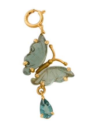 Charm 18K Carved Tourmaline Butterfly Charm