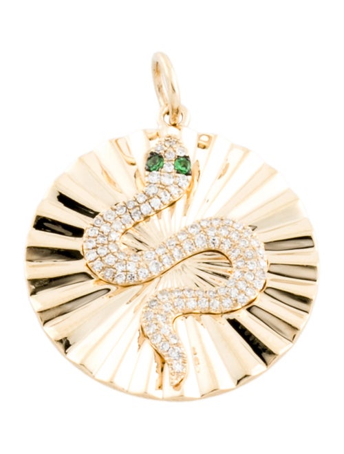 Charm 14K Tsavorite & Diamond Snake Medallion