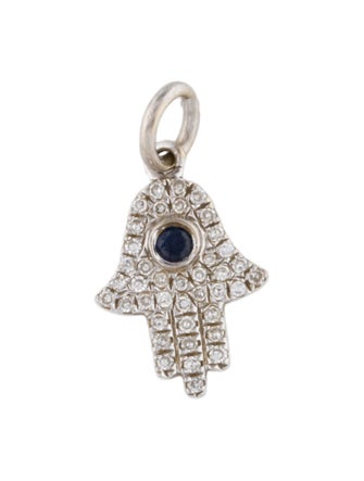 Charm 14K Diamond & Sapphire Hamsa Charm