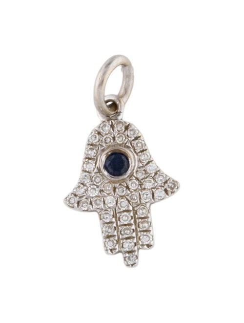 Charm 14K Diamond & Sapphire Hamsa Charm