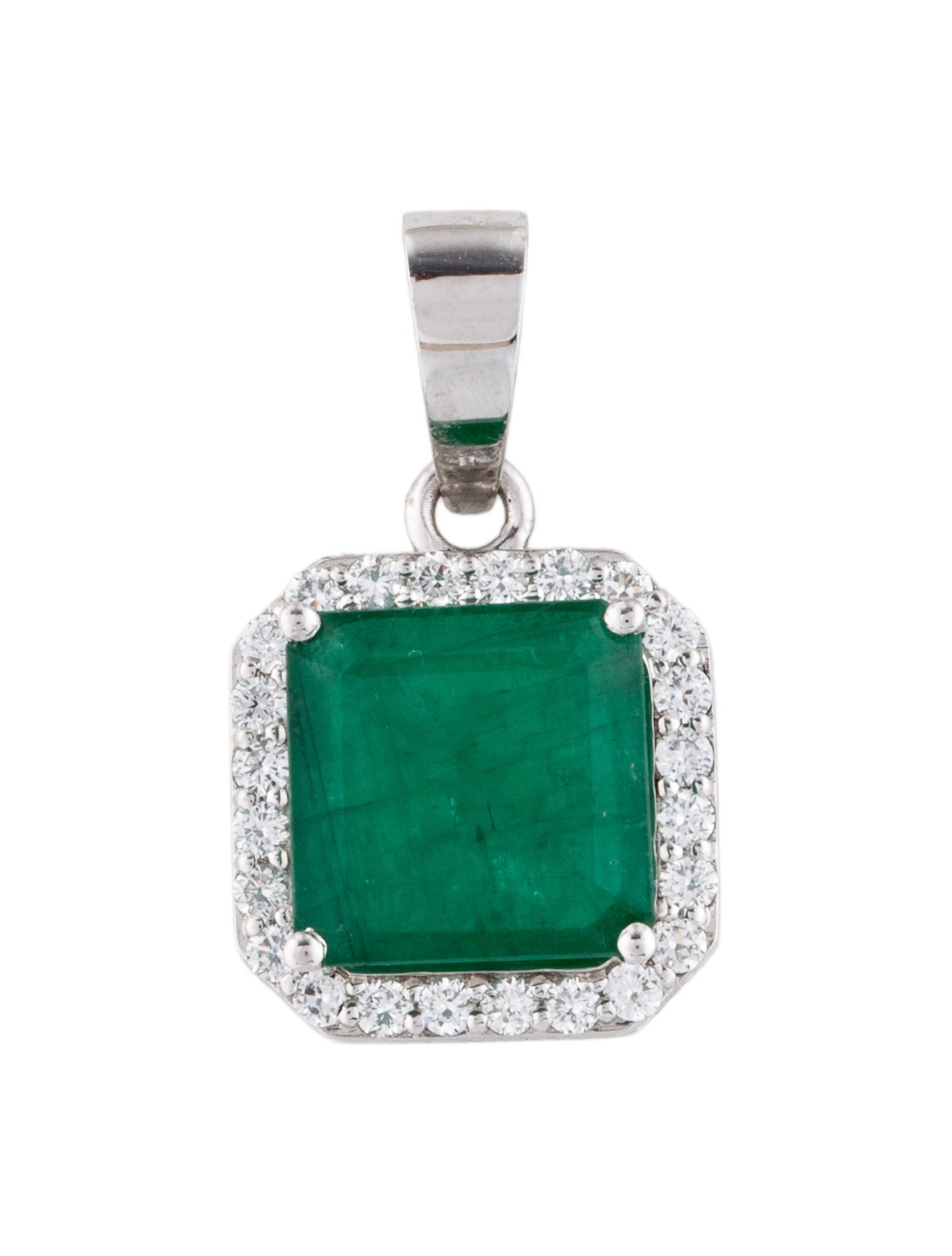 Charm 14K 3.27ct Emerald & Lab-Grown Diamond Pendant