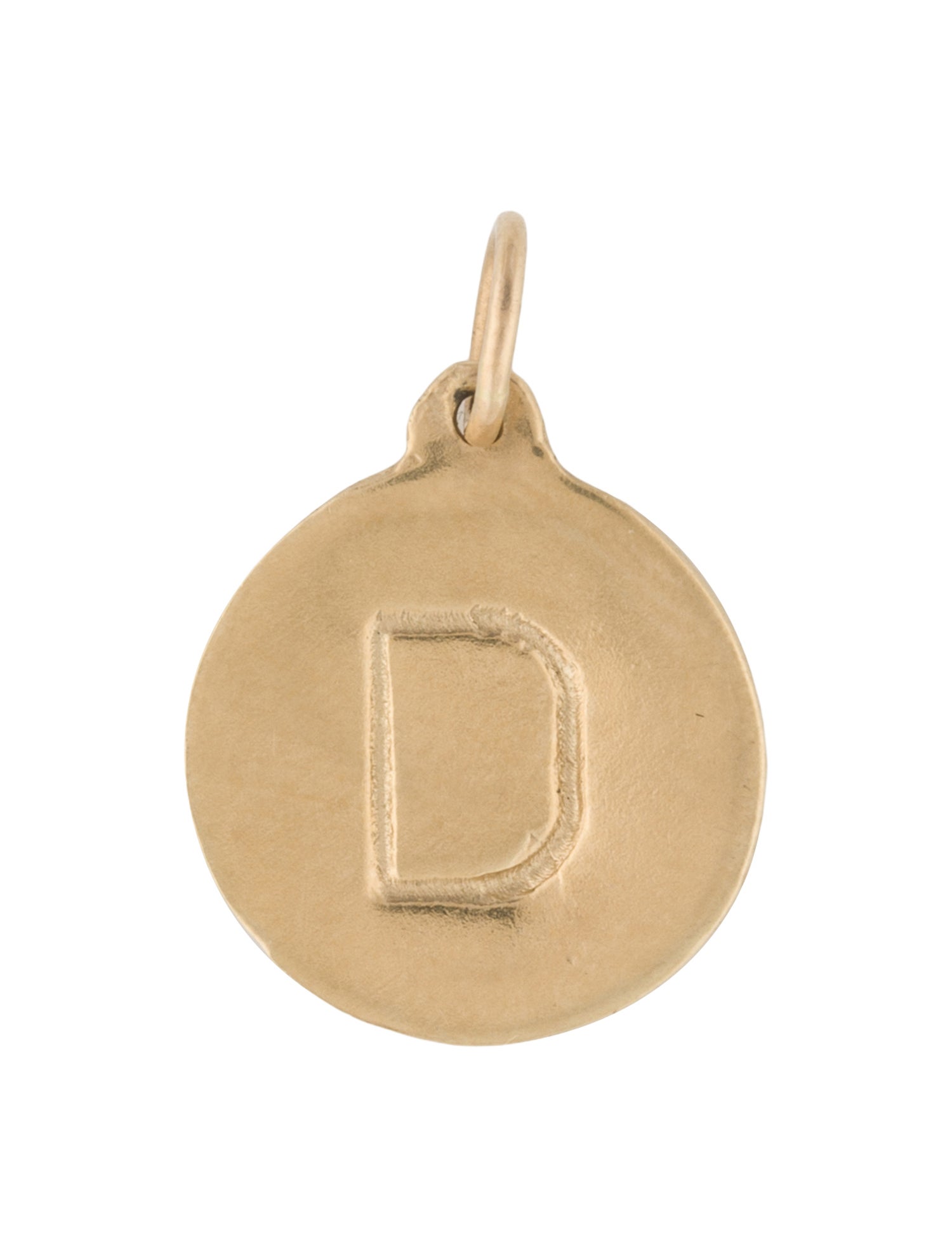 Charm 14K Letter 'D' Round Pendant