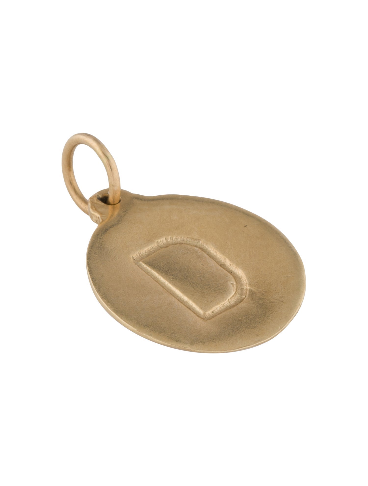 Charm 14K Letter 'D' Round Pendant