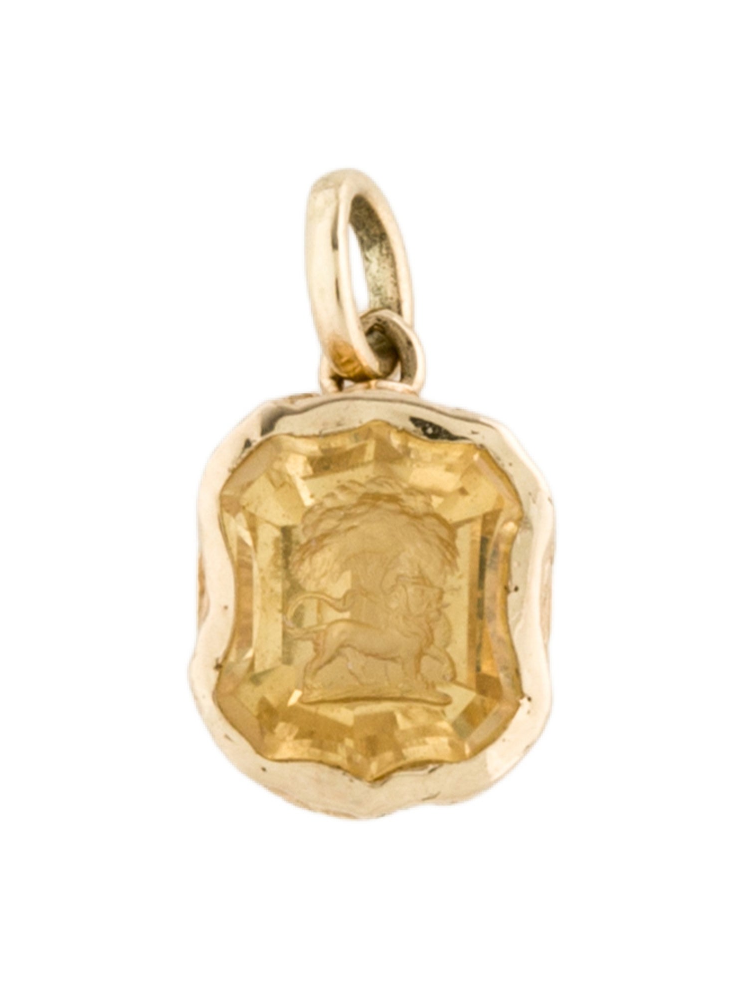 Charm 14K Citrine Lion Pendant