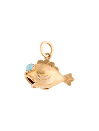 Charm 18K Turquoise Fish Charm