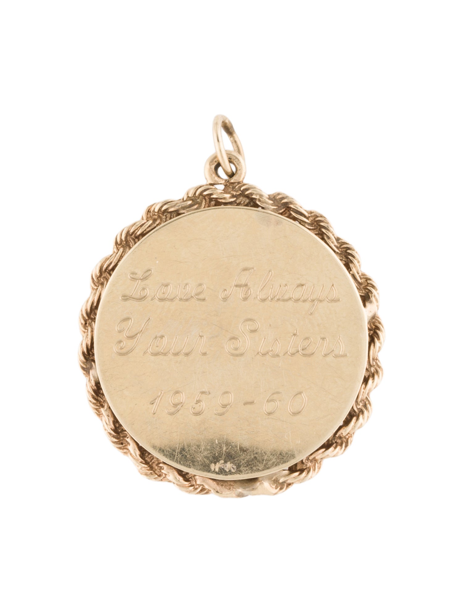 Charm 14K Pearl Personalized Round Pendant