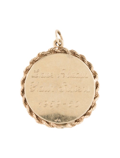 Charm 14K Pearl Personalized Round Pendant