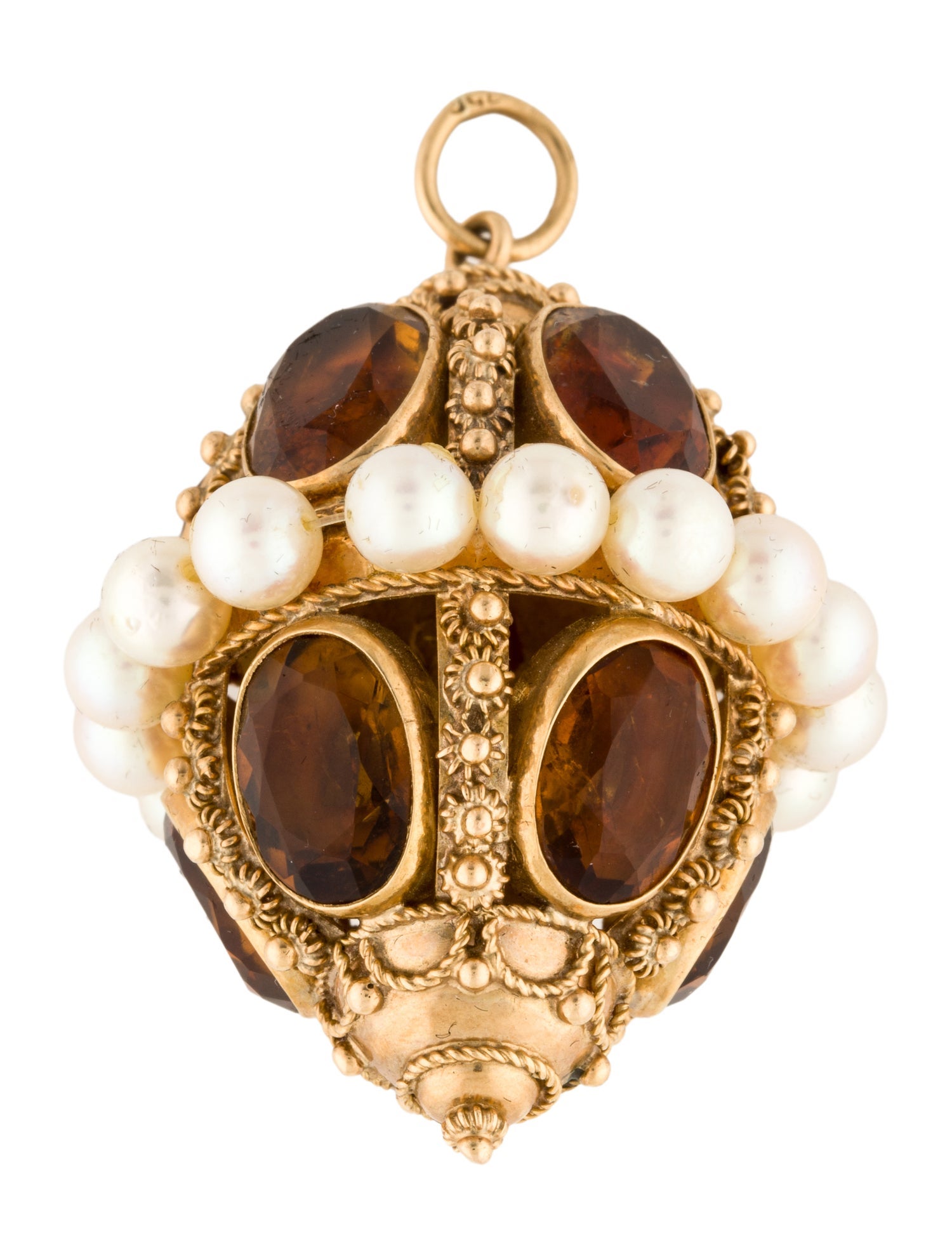 Charm 18K Pearl & Citrine Large Amulet