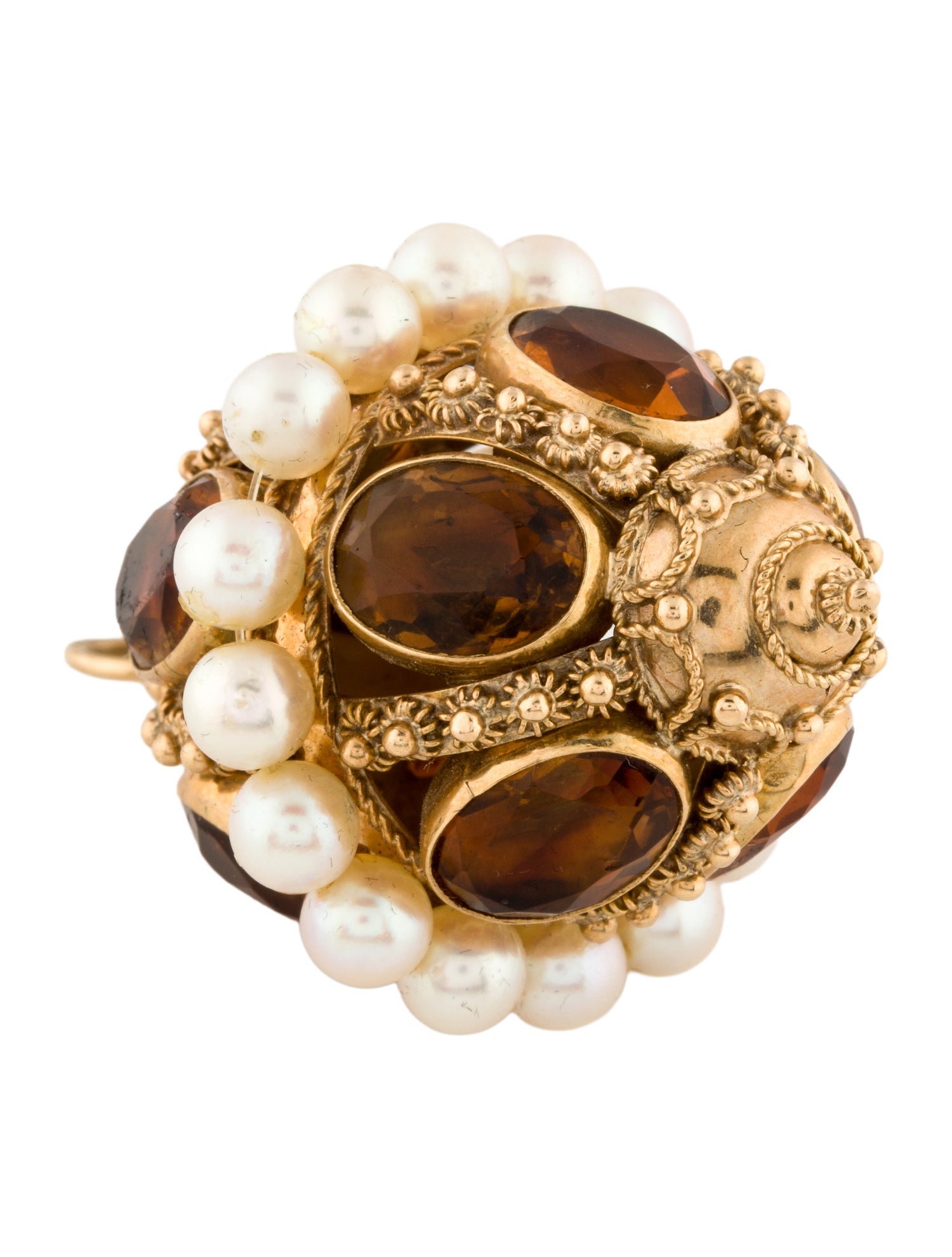 Charm 18K Pearl & Citrine Large Amulet