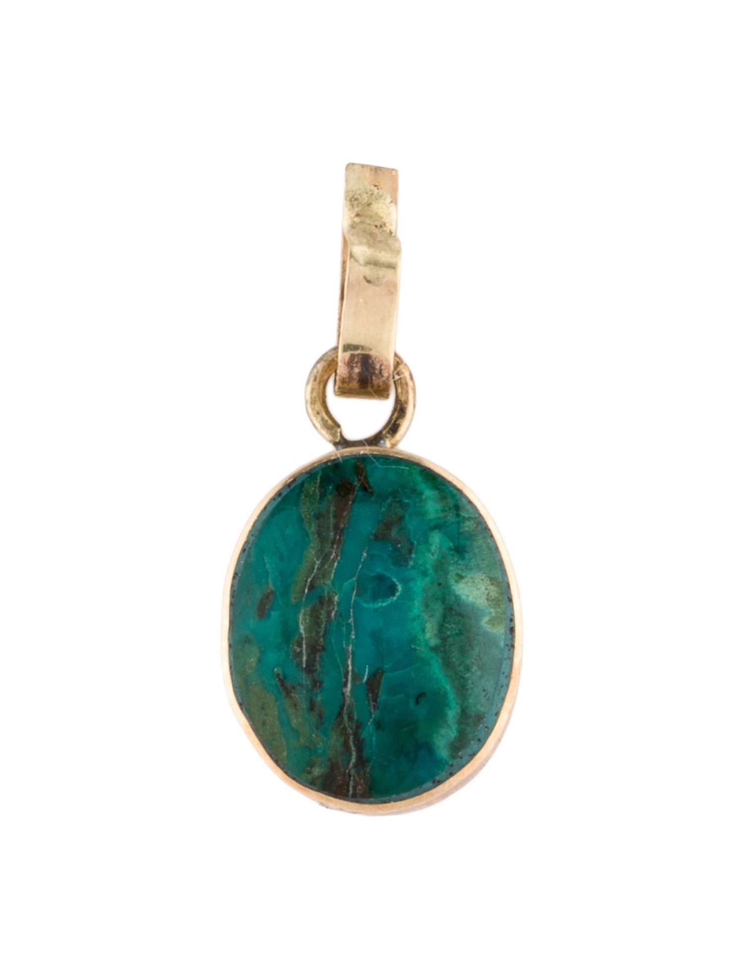 Charm 14K Chrysocolla in Chalcedony Pendant