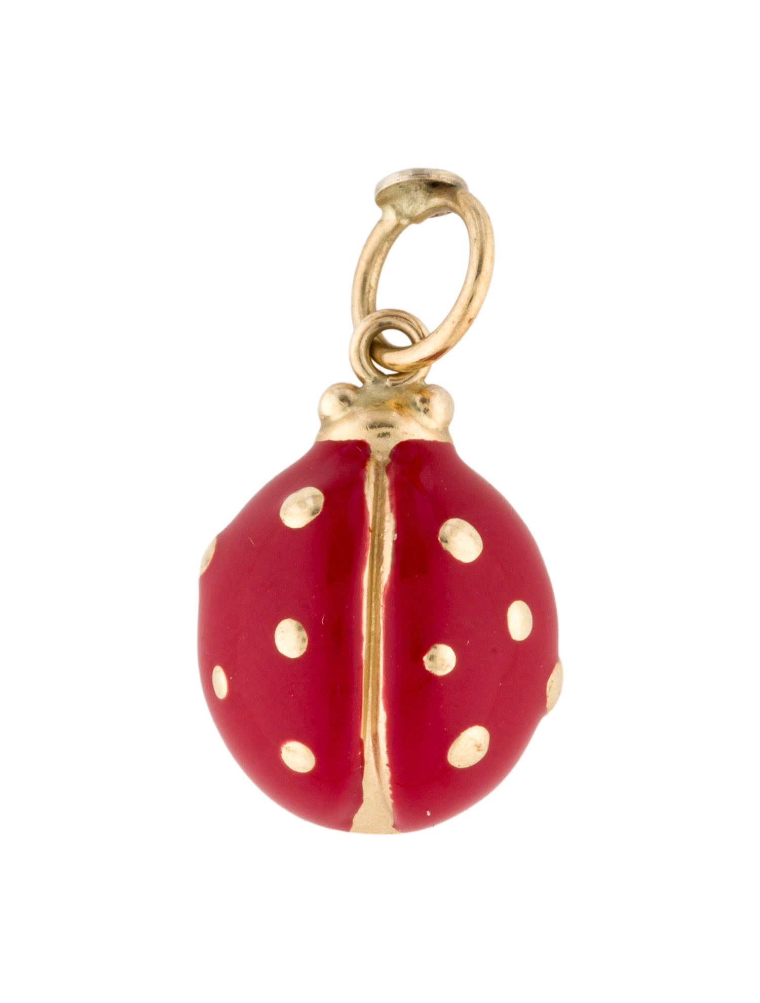 Charm 14K Enamel Lady Bug Pendant