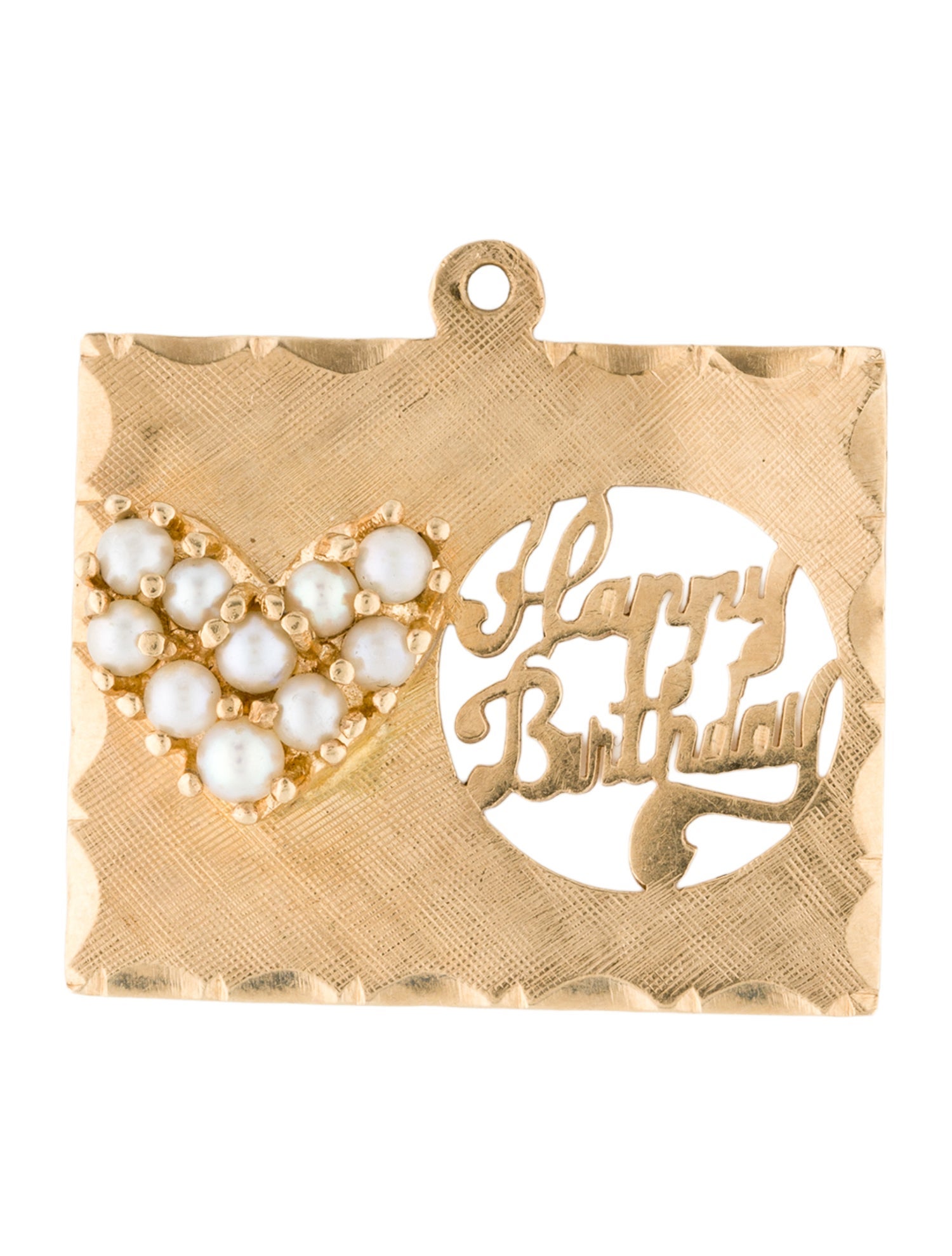 Charm 10K Pearl "Happy Birthday"
