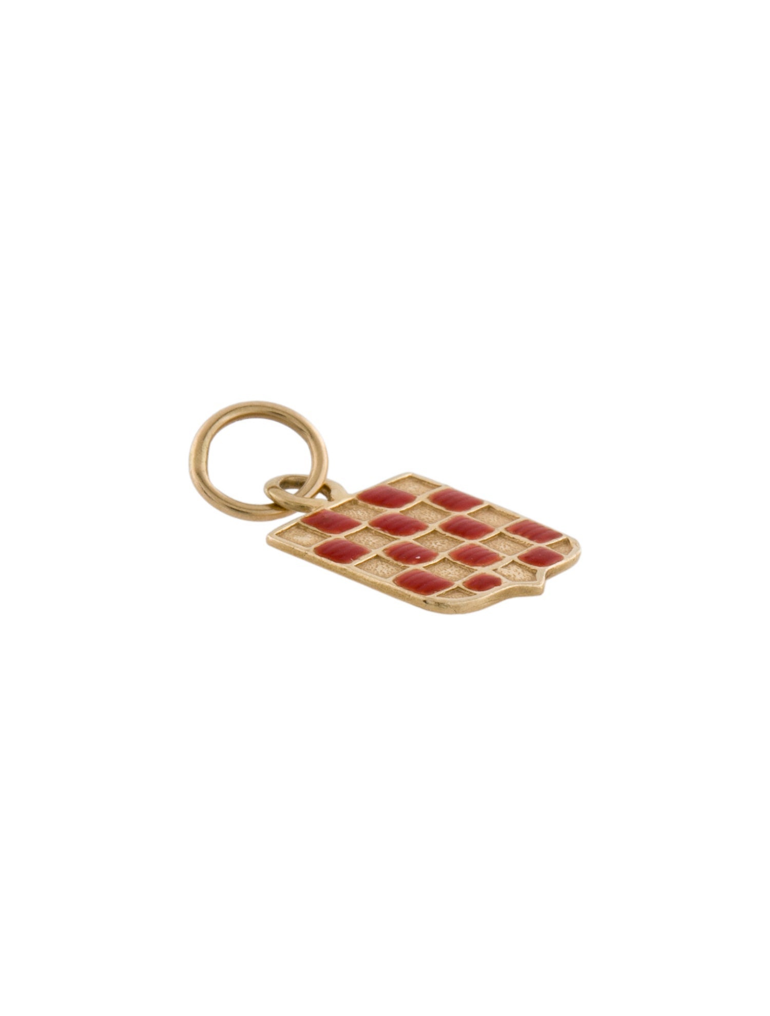 Charm 14K Enamel Checker Banner Charm