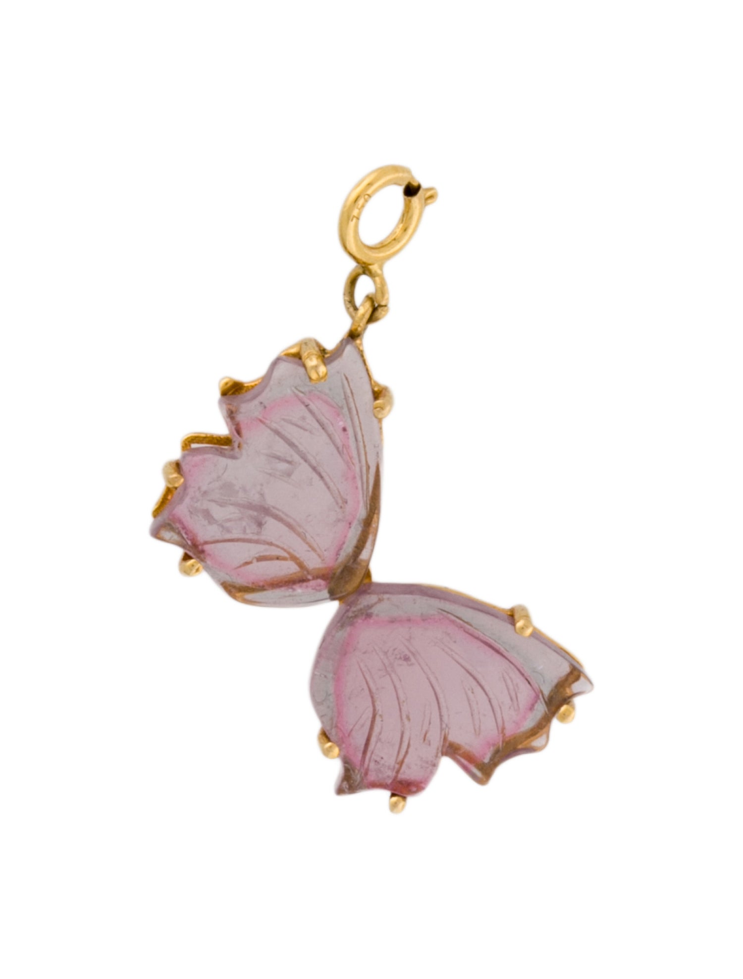 Charm 18K Carved Bi-Color Tourmaline Butterfly