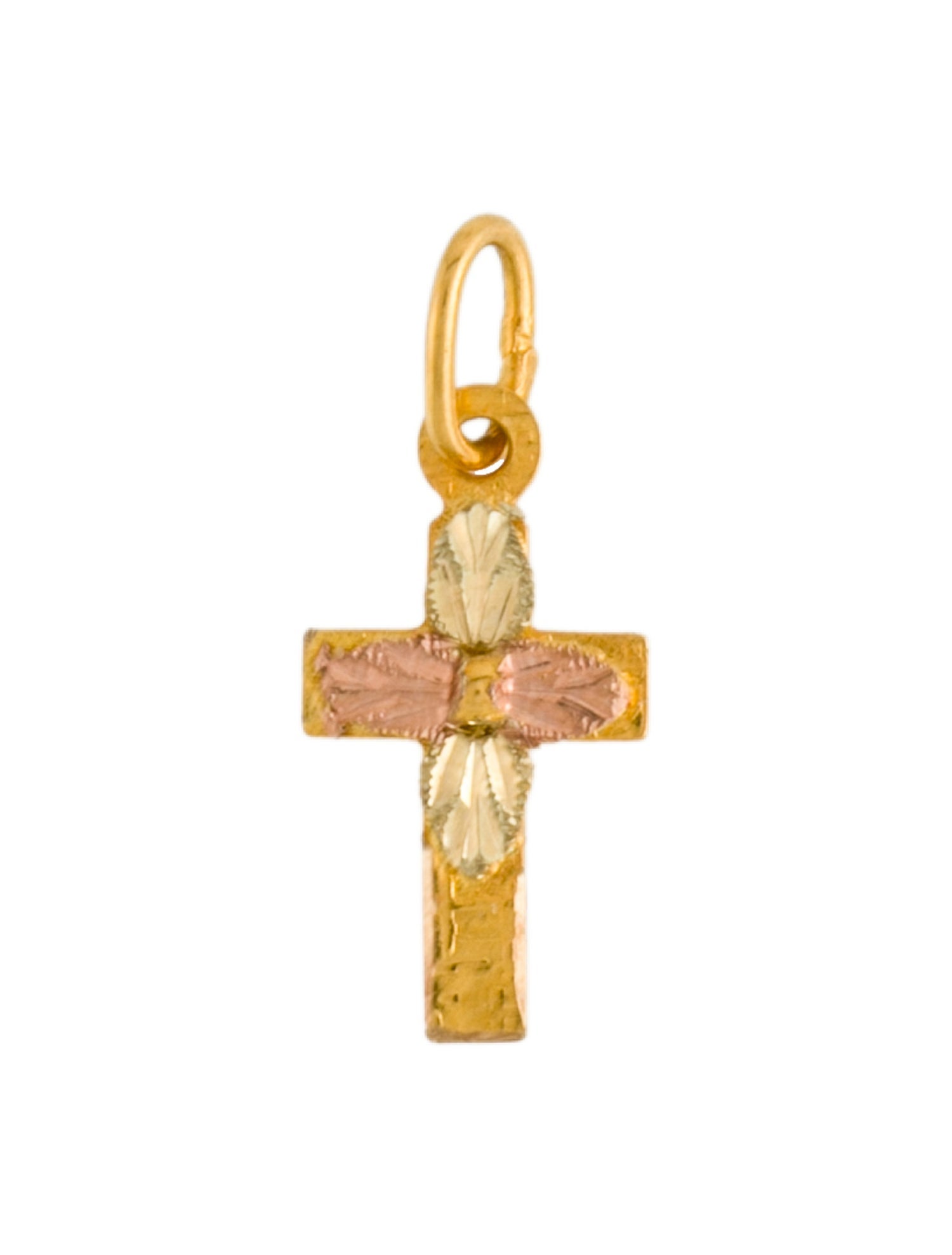 Charm 10K Two-Tone Textured Cross Charm