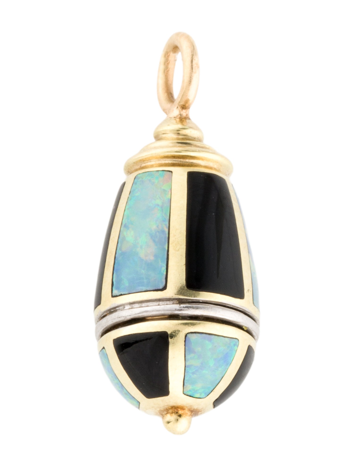 Charm 14K Opal & Onyx Pendant