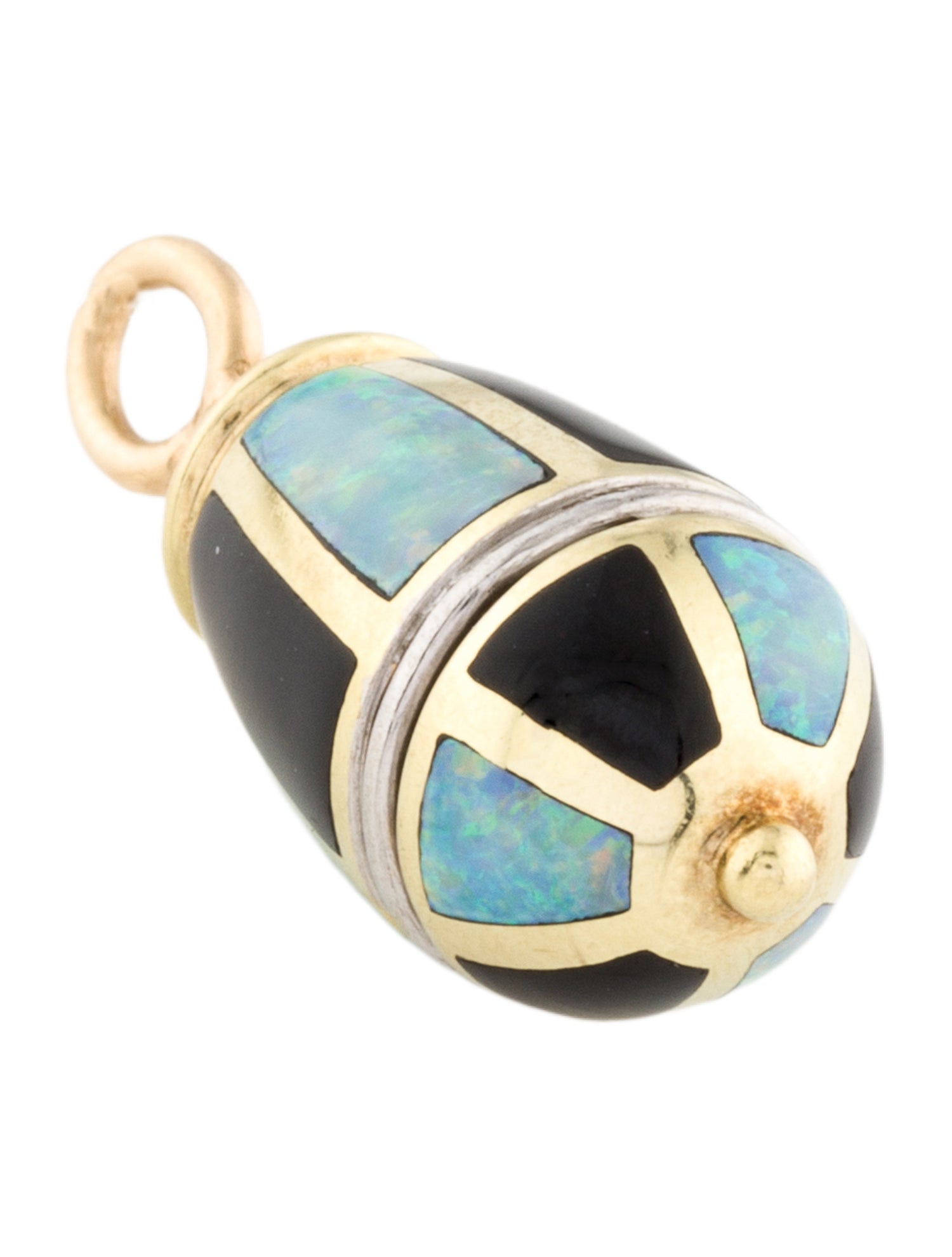Charm 14K Opal & Onyx Pendant