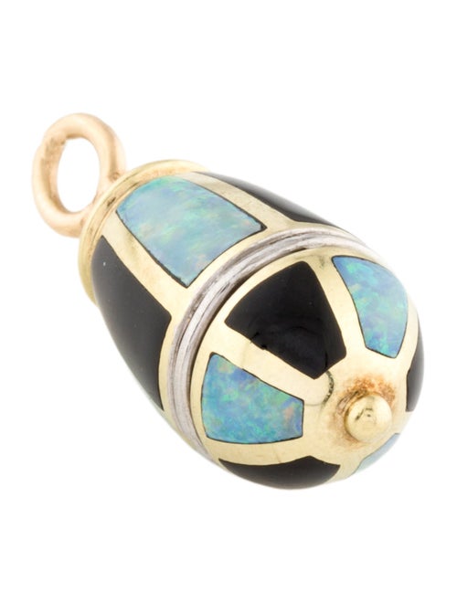 Charm 14K Opal & Onyx Pendant