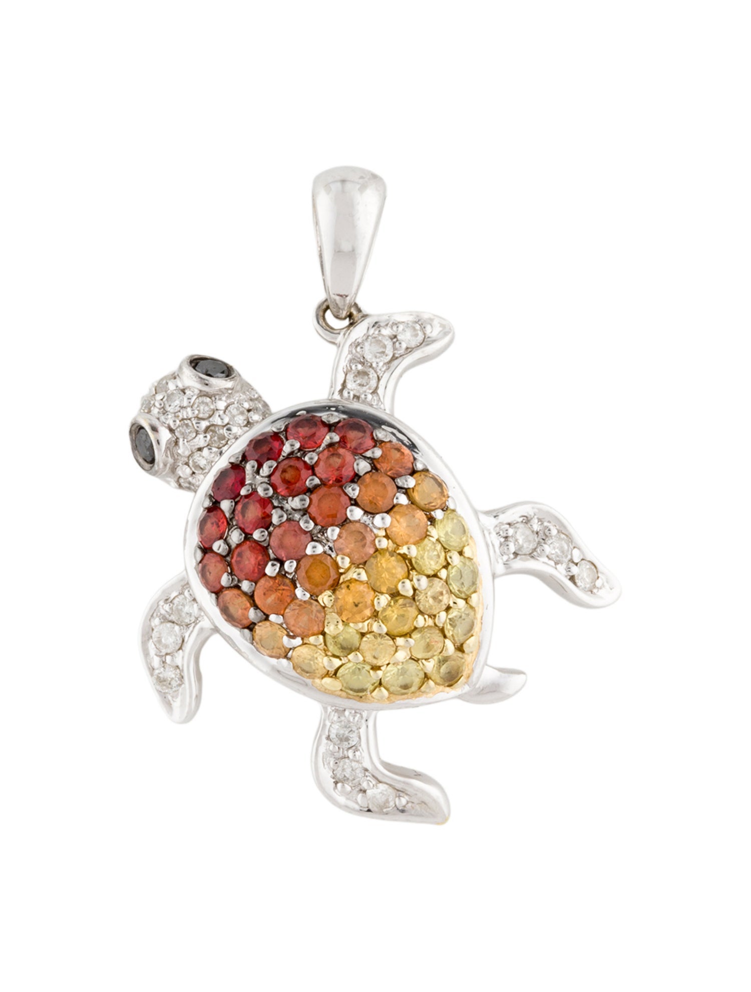 Charm 18K Sapphire, Ruby & Diamond Sea Turtle Pendant