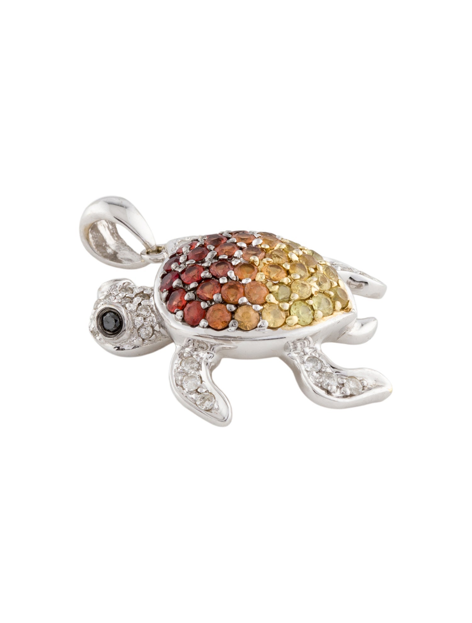 Charm 18K Sapphire, Ruby & Diamond Sea Turtle Pendant
