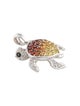Charm 18K Sapphire, Ruby & Diamond Sea Turtle Pendant