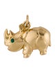 Charm 18K Emerald Rhinoceros Charm Pendant