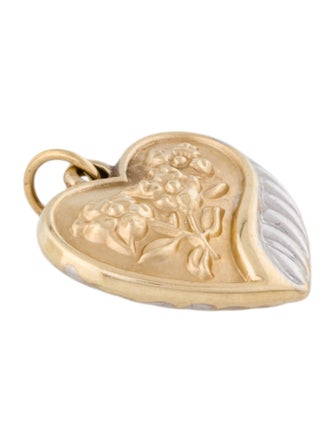 Charm 14K Two-Tone Flower Heart Charm