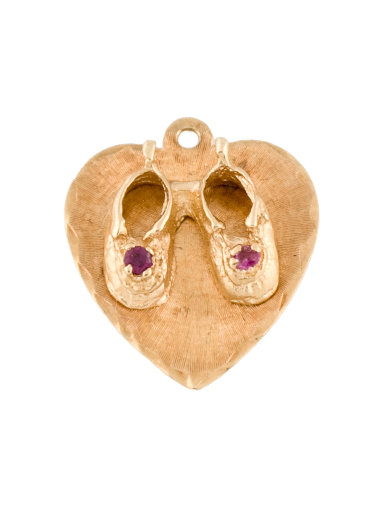 Charm 14K Ruby Baby Shoe