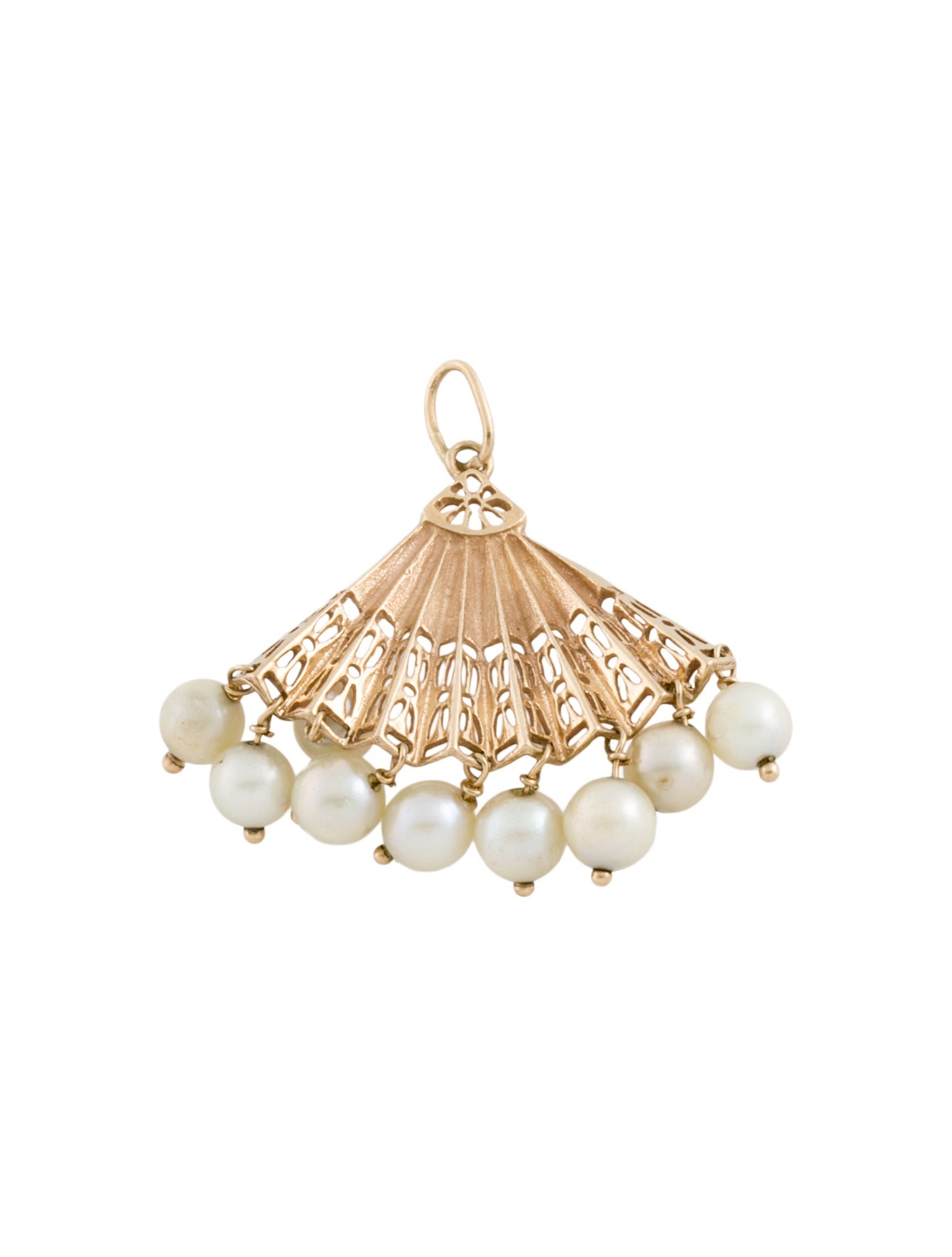 Charm 14K Pearl Fan Pendant