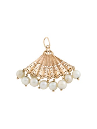 Charm 14K Pearl Fan Pendant