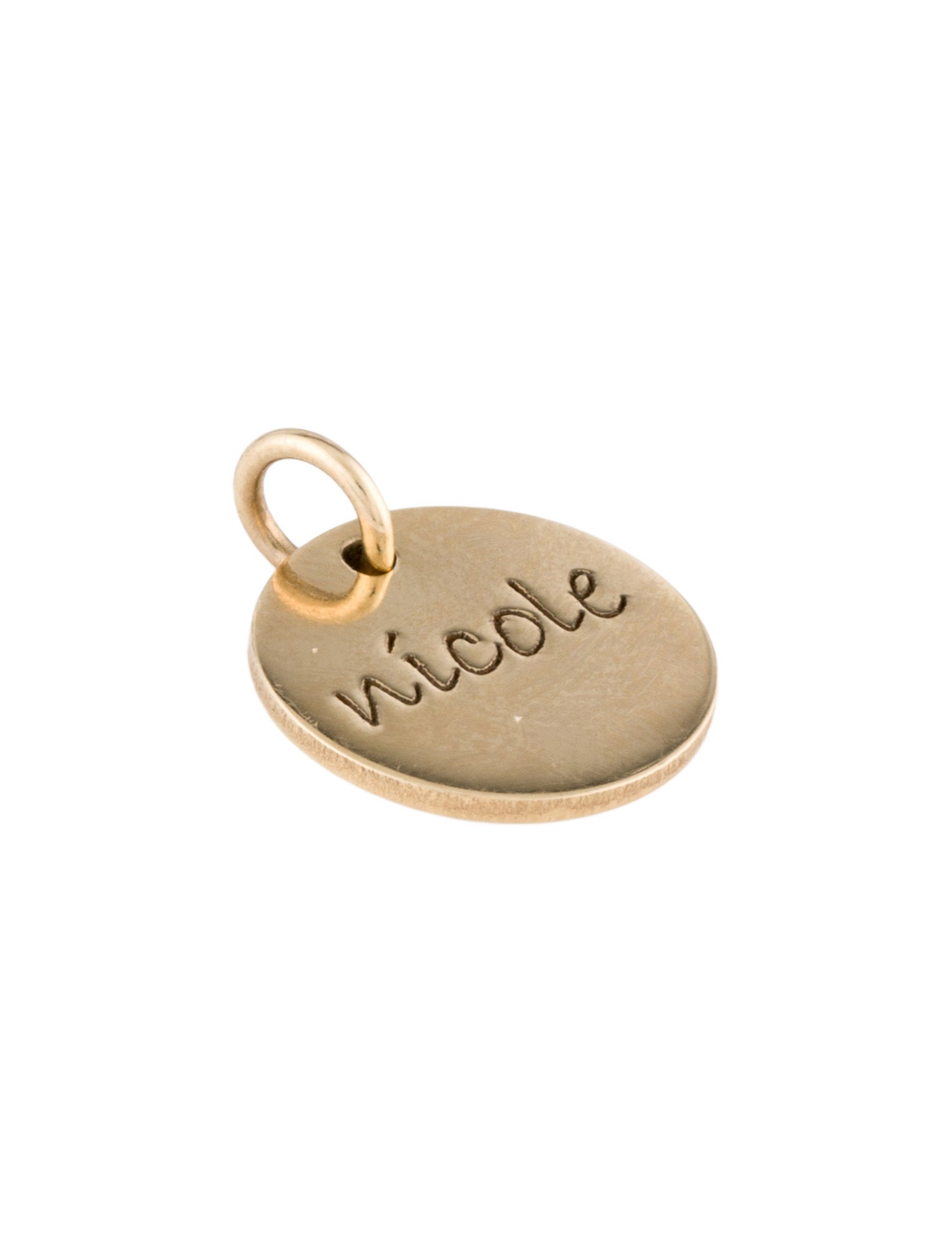 Charm 14K Posh Mommy 'Nicole' Engraved Disc Pendant
