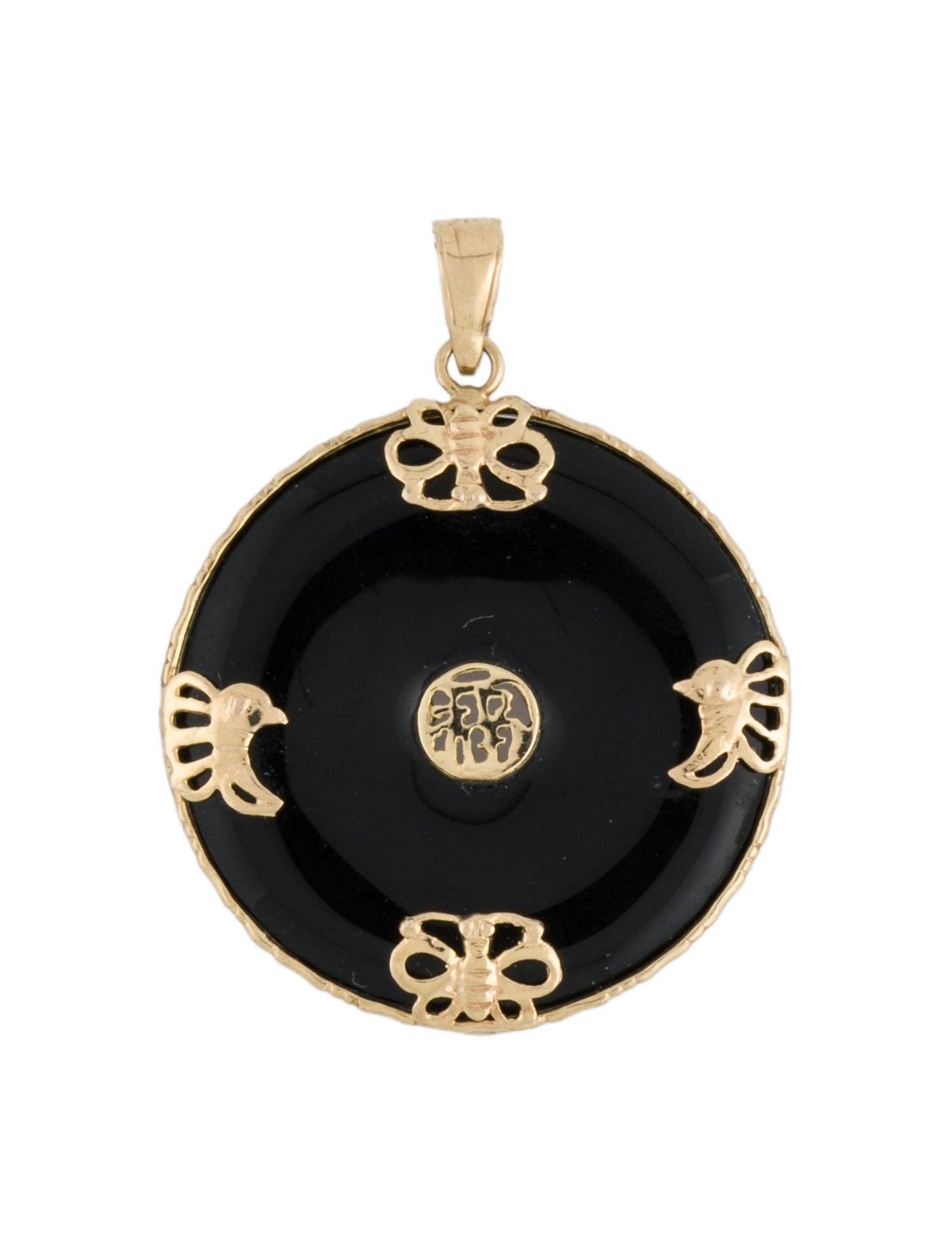 Charm 14K Onyx 'Blessing' Donut Peace Buckle Pendant