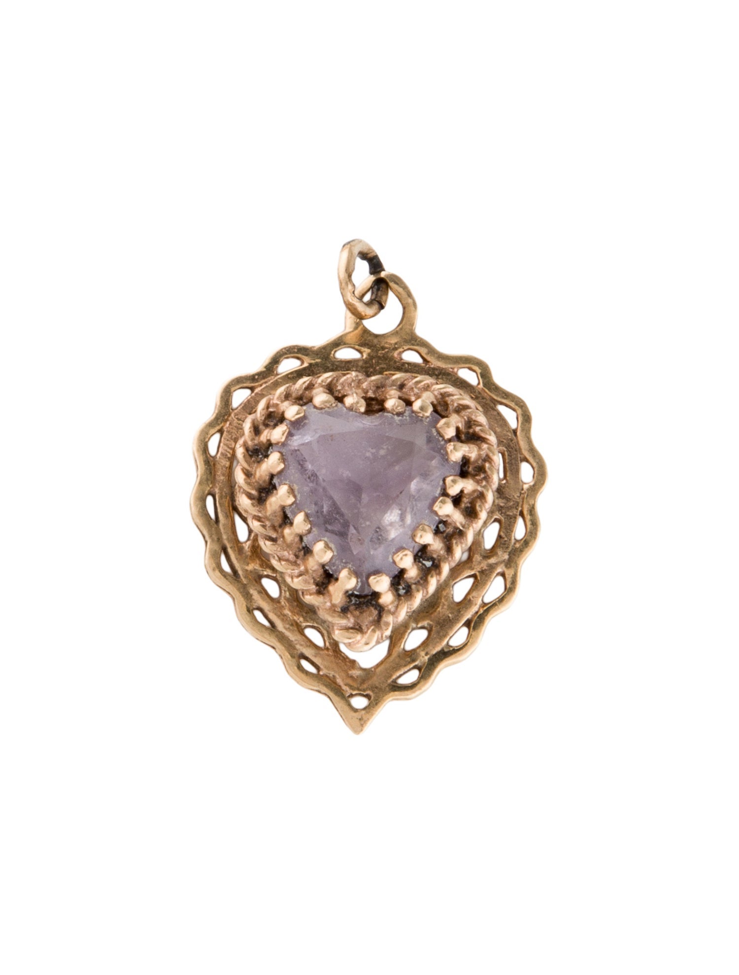 Charm 14K 2.30ct Amethyst Heart Pendant