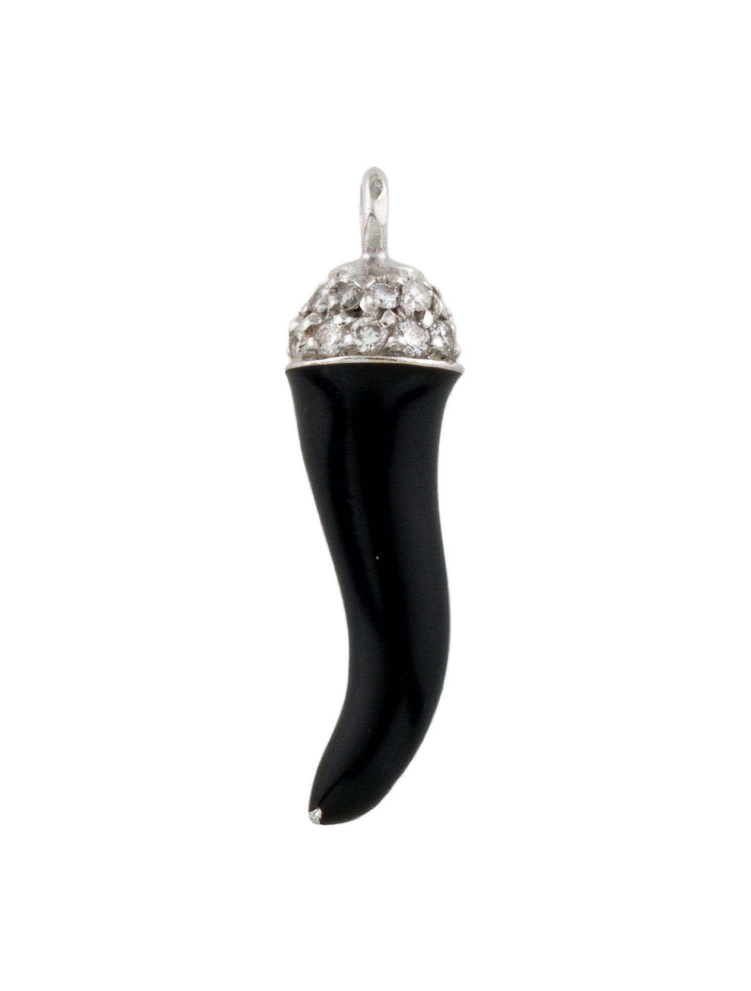 Charm 18K Diamond & Enamel Horn Pendant