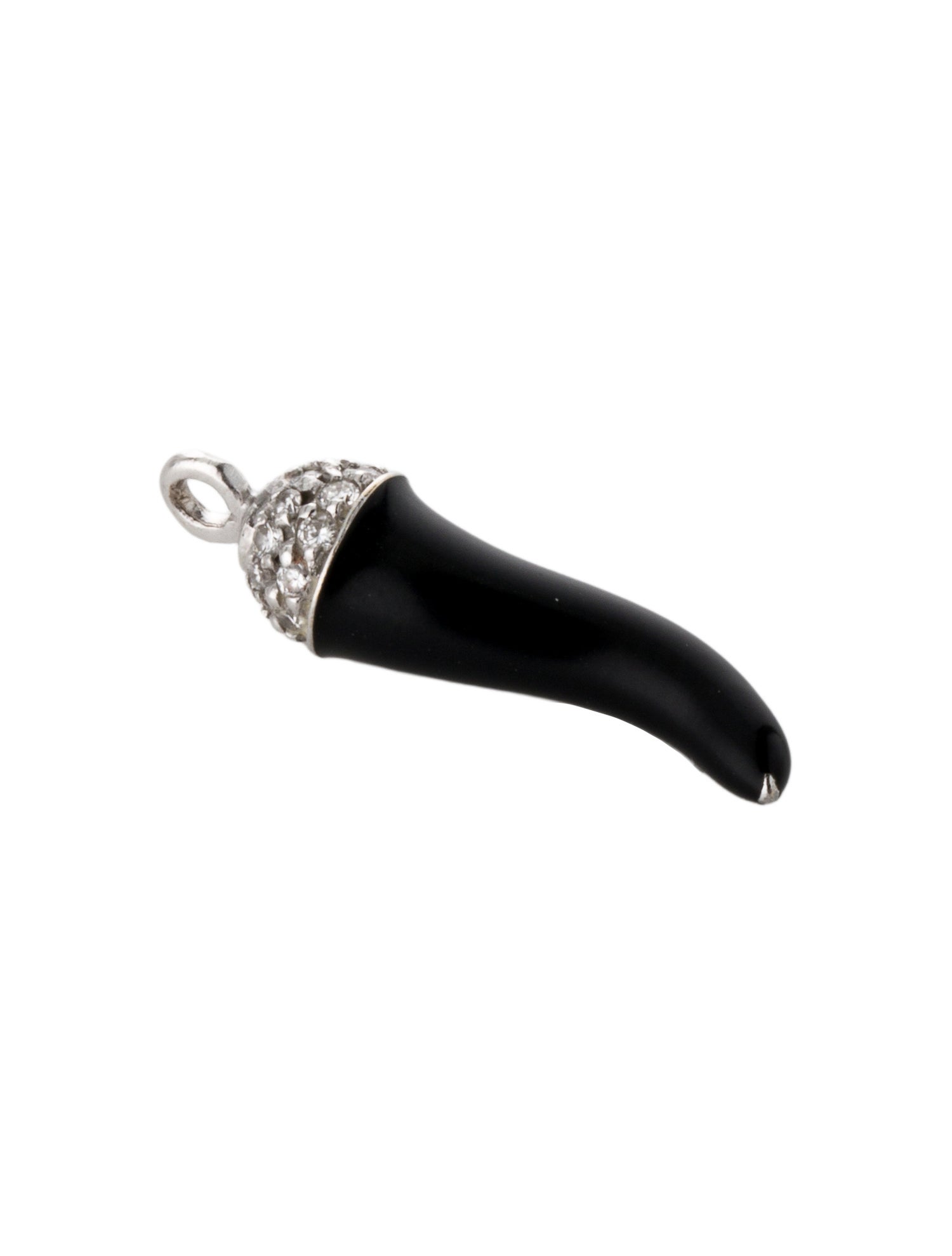 Charm 18K Diamond & Enamel Horn Pendant