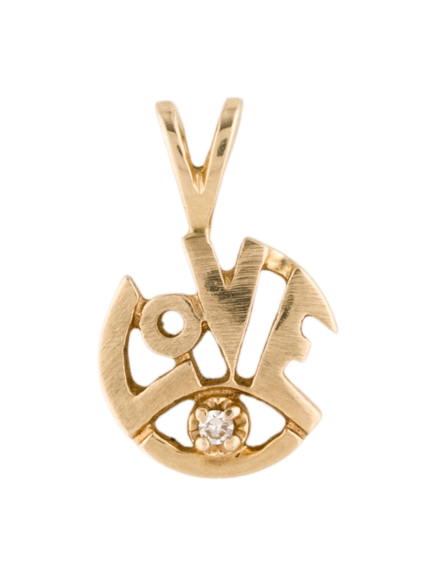 Charm 14K Diamond 'Love' Pendant