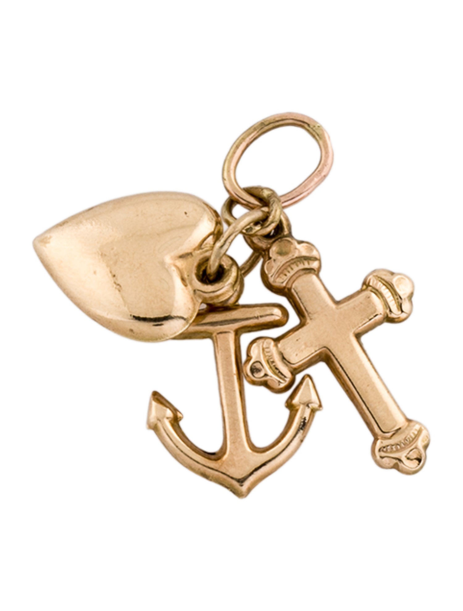 Charm 14K Cross, Heart & Anchor Charms
